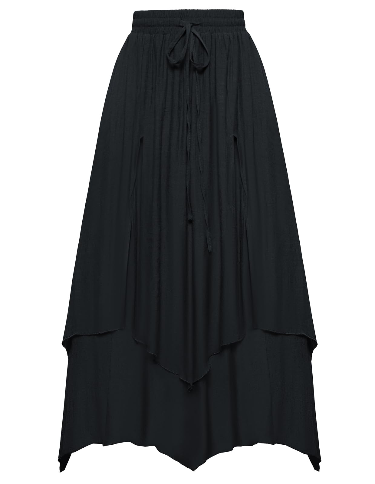 SCARLET DARKNESS Damen Mittelalter Rock Elastische Taille Unregelmäßiger Saum Cottagecore Langer Rock