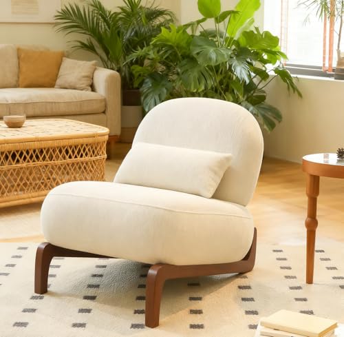 Sillón Plegable Terciopelo Blanco Cómodo miniatura 1
