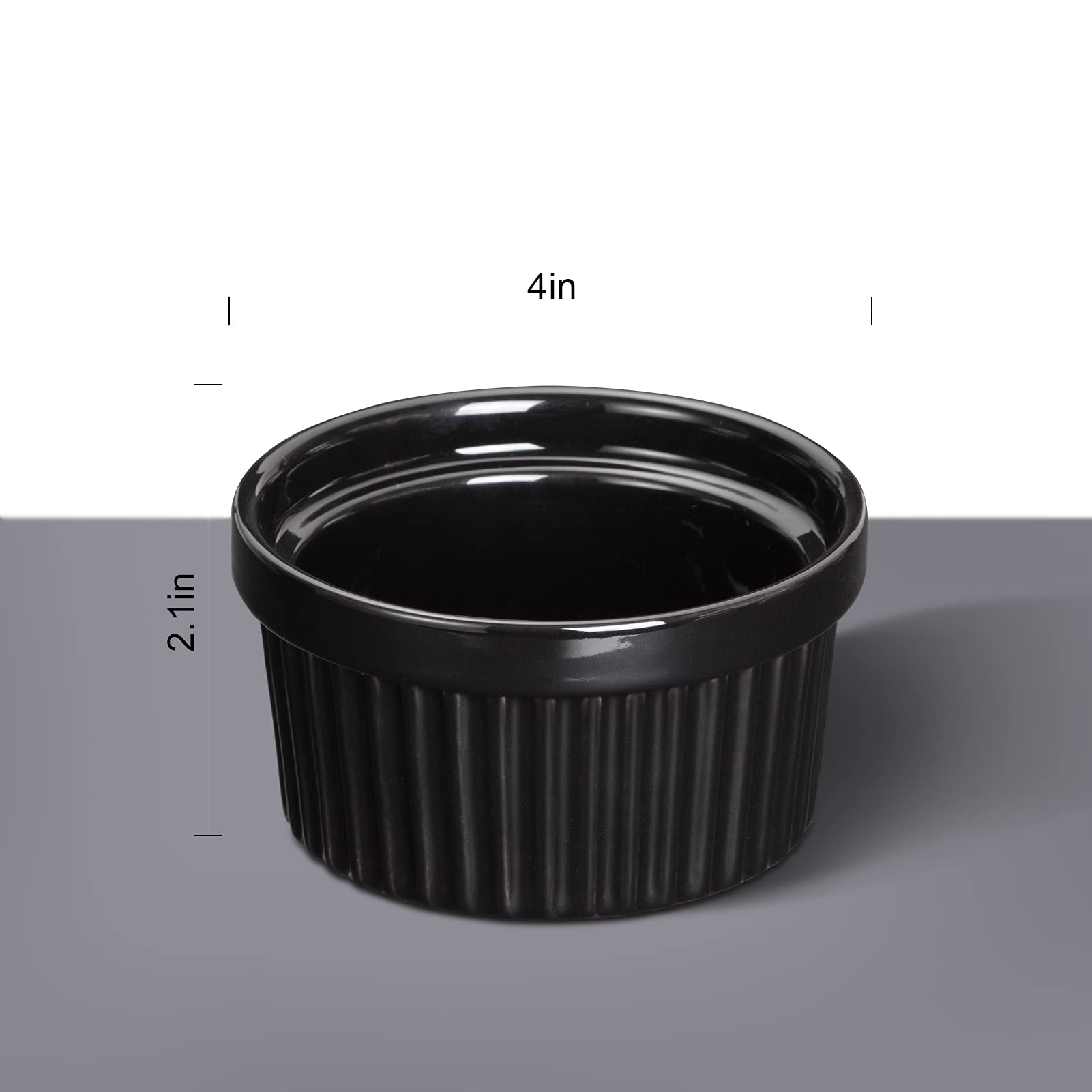 Garvee Ramequines de cerámica de 8 onzas, juego de 8 ramequines de porcelana para hornear, pudín, tazas de natillas, salsas de inmersión, aptos para lavavajillas y horno, color negro