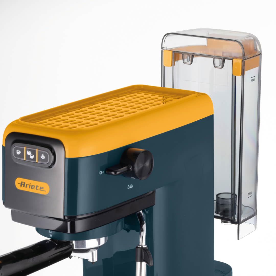 Ariete 1399 Macchina da caffè espresso Mango Yellow, Per polvere e cialde ESE, 1300 W, Capacità 1,1L, 15 bar di pressione, Filtro 1, 2 tazze e cialda ESE, Cappuccino, Giallo