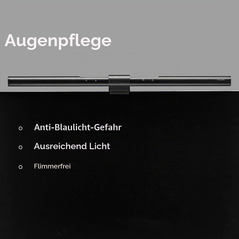 BenQ ScreenBar LED Monitor Lampe Monitor Light Bar Schreibtisch Bildschirmlampe, automatisches Dimmen, Farbton-Anpassungsfunktionen, Augenschonend, Bildschirm Kein Blenden oder Flimmern, USB Aufladen