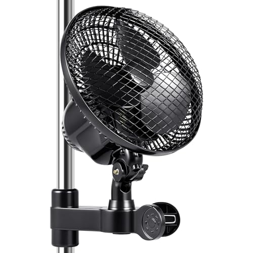 Grow Ventilador oscilante con clip de 6 pulgadas, ventilador de crecimiento con abrazadera para Growzelt&Growbox, 3 velocidades, temporizador 2H/4H/8H, silencioso ≤32 dB, ventilador de 20 W para