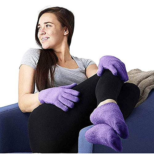 Natracure Moisturizing Gel Socks - (Helps Dry Feet, Cracked Heels, Dry Heels, Rough Calluses, Cuticles, Dead Skin, Use With Your Favorite Lotions, Creams Or Spa Pedicure) - Color: Lavender #TOP3