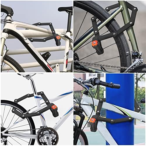 EYPINS Folding Bike Lock Heavy Duty 85cm Bicycle Chain Lock, Anti-Theft Alloy Steel Security Level 15 Foldable Lock, 8 Section Fold Number Code Combination Lock for Mountain Bike/Road Bicycle/BMX/MTB