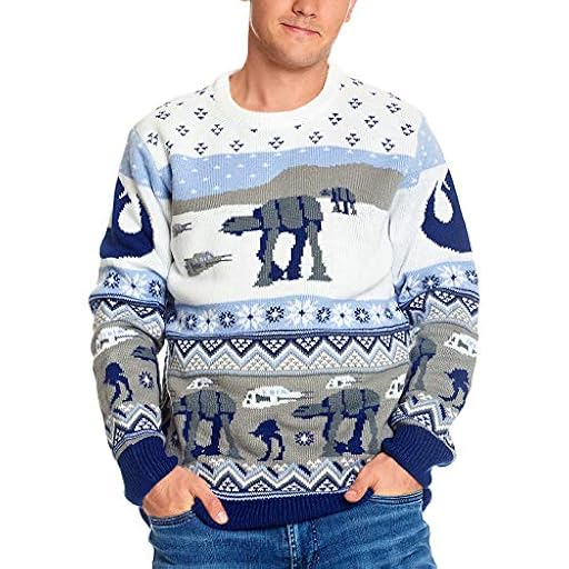 Elbenwald Jersey de Punto con Estampado Noruego Star Wars Batalla de Hoth en diseño Invernal con AT-AT y AT-ST en Gris, Azul, Blanco - M | Ya disponible en tu tienda friki favorita! En mundofriki.es! Elbenwald Jersey de Punto con Estampado Noruego Star Wars Batalla de Hoth en diseño Invernal con AT-AT y AT-ST en Gris, Azul, Blanco - M | Ya disponible en tu tienda friki favorita! En mundofriki.es!