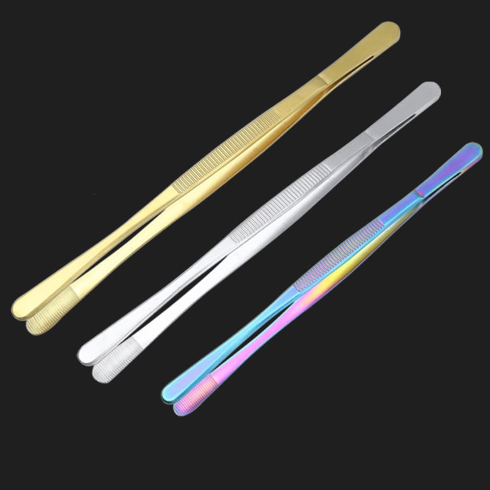 Grillpinzette, 2er-Set, Edelstahl, 25 cm, 30 cm, Küchenzange, rutschfester Griff zum Grillen, Backen, Kochen, Lebensmittelzubereitung