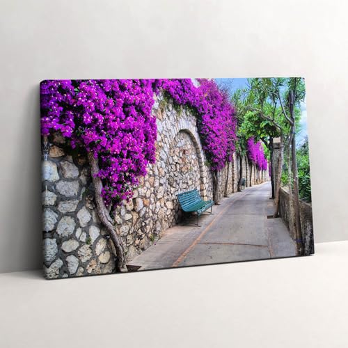 Image sur Toile Route fleurie à Capri Wallfluent Décoration Murale d'art 60x40cm