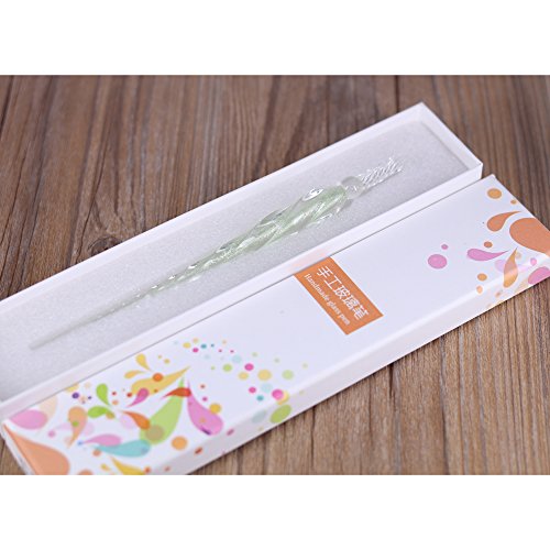 Molshine Handmade Glass Dip Pen Crystal Calligraphy Pen Signature Dipped Pen For Artist Women Men Teens,Writing Drawing Decoration Gifts (Green) #TOP6