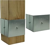 Vista 6 de Fence Armor Protector de poste de acero galvanizado 1 par de 3.5 x 3.5 x 3 pulgadas (arcilla) Protección contra podadoras de cuerda y daños