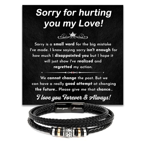Im Sorry Bracelet Gift For Men, Forgive Me Bracelet, I'm Sorry For Hurting You Bracelets For Him, Apology Gifts For Husband, I Am Truly Sorry Bracelets With Heart Touching Message Card & Gift Box