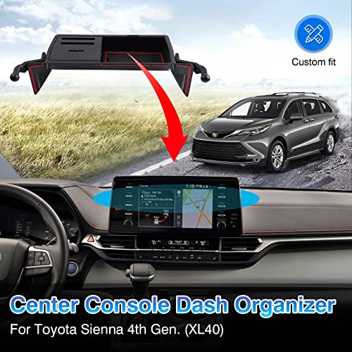 Autorder Custom Fit For Center Console Dash Organizer Toyota Sienna 2021 2022 2023 Accessories Dashboard Insert Tray With Coin Storage Box #TOP1