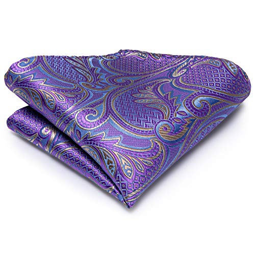 Image of Hi-Tie Men 63inches Tie Set Extra Long Necktie Paisley Tie Pocket Suqare Cufflinks Big and Tall Men Tie