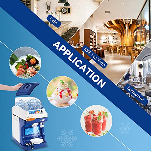 Newhai Ice Shaver Commercial Ice Crusher Electric Shaved Ice Machine 300W Automatic Snow Cone Maker 1400RPM Thickness Adjustable 441 LBS/H Ice Shaving Machine - Thumbnail 7