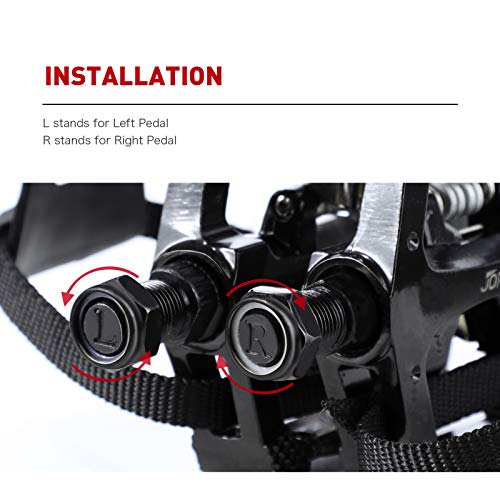 JOROTO SPD Pedals 9/16''Hybrid Pedal Cleats for Shimano SPD System with Toe Cages Clips and Straps for Spin Indoor Exercise Bikes with Truly Sealed Bearing Spindle