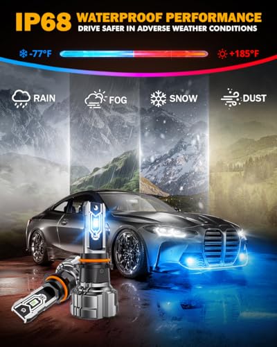Image of Auxbeam Q5 Series PSX26W 12278 Fog Lights Ice Blue Offroad Lights 10000LM | 400% brightness, quick installation, all in one design, fanless, quiet, plug and play, 8000k ice blue