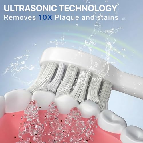 Image of DR VAKU Sonicare+ Electric Toothbrush for Men Woman Adults sonic with 6 Modes, 4 Brush Heads, 60-Day Battery Backup, Rechargeable & IPX7 Waterproof Automatic Power Best Electrical Tooth Brush- White