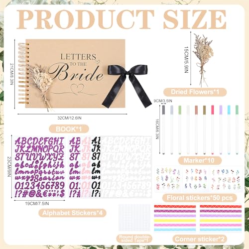 Álbum de recortes para bodas 'Cartas a la novia', libro de recuerdos, álbum fotográfico DIY con bolígrafos, cintas, flores y pegatinas, 40 páginas, tapa dura, para amante, amigo o niño miniatura 3
