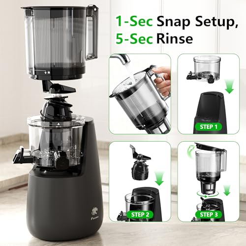 Image of Cold Press Juicer, 6 inch Extra Large Feed Chute Slow Masticating Juicer Machines, Powerful AC Brushless Motor, Self Precut System, Juicer Machines with BPA-Free, Extra one Replace juicer strainer