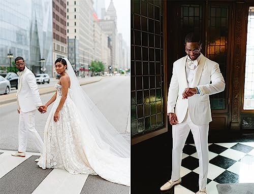 Kromoc Men's Tuxedos Two-Piece One Button Suit Shawl Lapel Party Prom Wedding Banquet Groom4