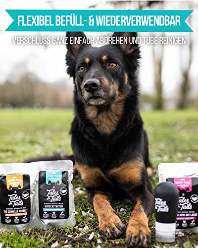 Tales & Tails Schleckertubenpaket Fisch Mix | Futtertube Für Hunde zum Befüllen | 6X 100g Nassfutter | Ideales Hundetraining | Wiederverwendbare Tube