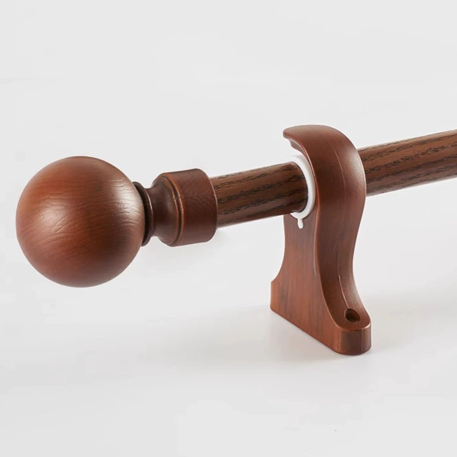 WQPMNYG Black Curtain Pole 100-500cm - 28mm Curtain Rod for Eyelet Curtains with Round Finials & Brackets - Ideal for Living Room & Bathroom (Brown, 2.6m)