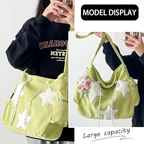 Image of KAMEILONG Star Crossbody Bag Women Corduroy Tote Bag Aesthetic Messenger Bag Cute Shoulder Bag Y2K Hobo Bag