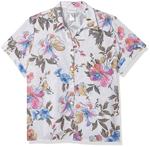 Alfred Dunner Women's Floral Print Burnout Woven TOP, Multi, S