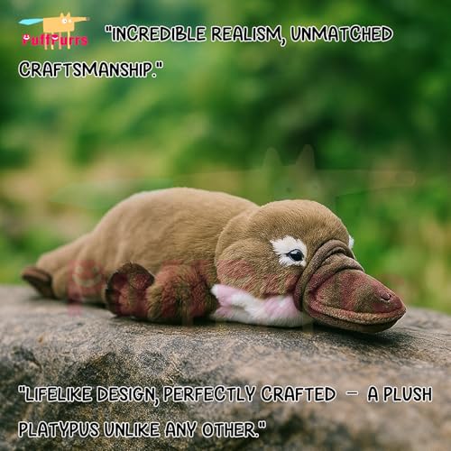 PuffPurrs Lebensechter Schnabeltier-Plüsch, Realistischer Entenschnabel-Breite Schnauze Teddy, Süßer Schnabeltier Kissen-Geschenk, 43 cm