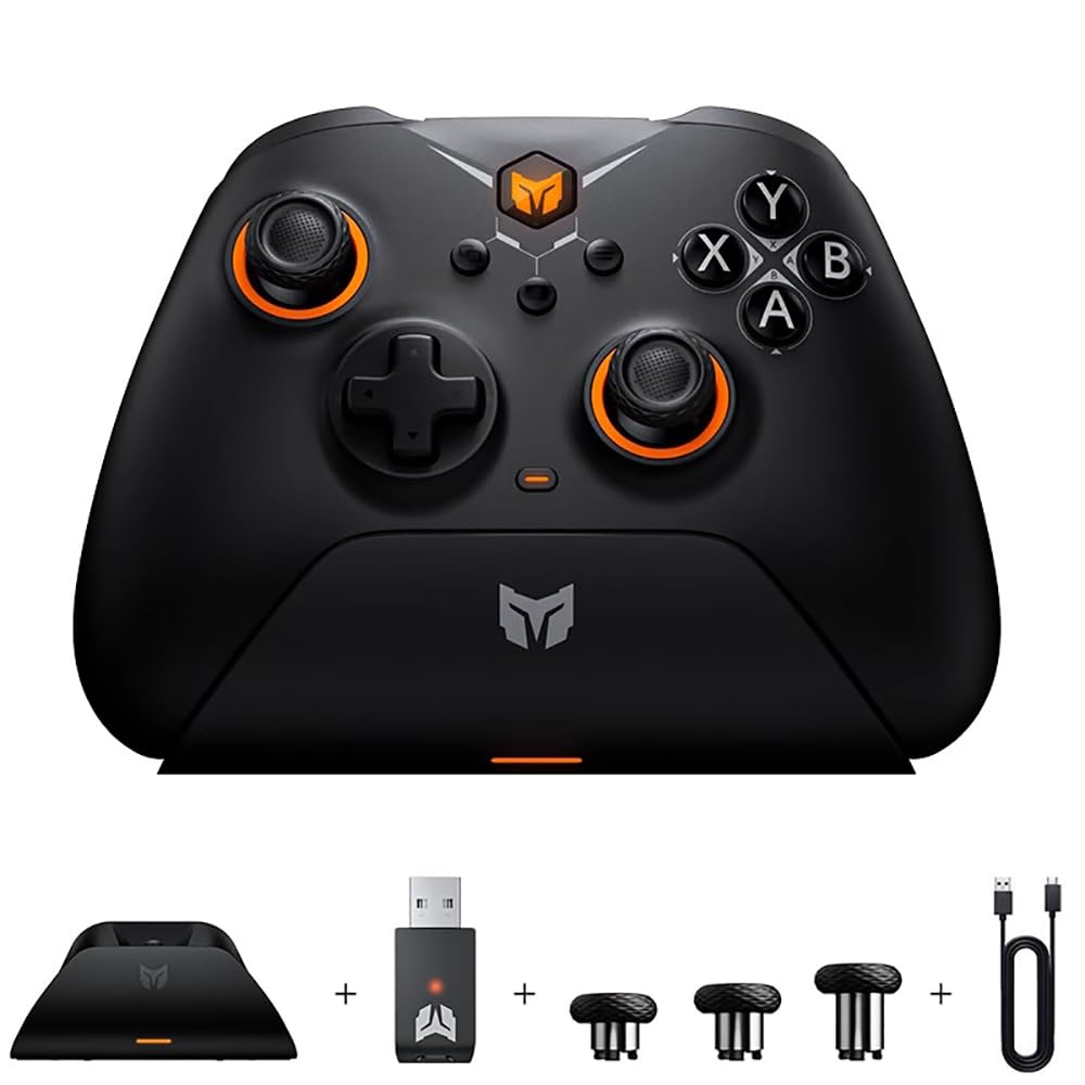 BIGBIG WON Gale PC Controlador inalámbrico Motion zieling,Hall trigger,4 botones personalizados, controlador de juego de aplicación PC/Switch/IOS/Android,con estación de carga(negro)