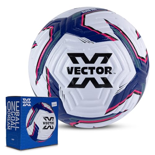 Image of Vector X Elite Thermo Bonded Official Match Soccer Ball- Waterproof PU Seamless Technology Soccer Ball with Needle Excellent Bounce Professional Match Play Football for Men Boys Size 5