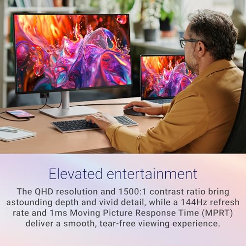 Image of Dell Plus S27 QHD Monitor, 144Hz, IPS Display, 1ms MPRT, 99% sRGB, AMD FreeSync, Built-in Speakers, VESA, Low Blue Light, USB-A|C /HDMI /DisplayPort, Ultra-Thin bezels, Height /Tilt /Swivel /Pivot, White