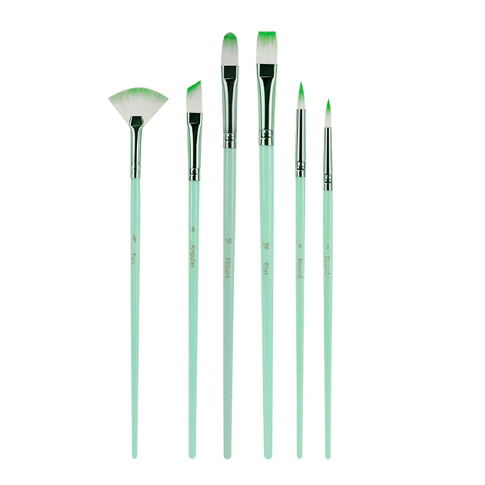 6 Pcs Nylon Hair Paint Brushes Art Supplies Macaron Colored Watercolor Painting Set for Adult Students Artist Nylon Hair Paint