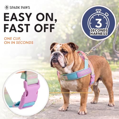 Image of Spark Paws No Pull Front Clip Dog Harness - Easy On, Padded and Lightweight | Two Clips, On in Seconds, Chest Bearing, Australian Style, No Throat Pressure, for Small Medium and Large Breeds