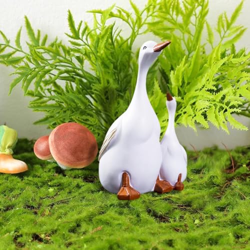 Voyyphixa White Mother Duck and Ducklings Figurine, Resin Sculpture for Garden Decor Small & Large - Image 4