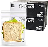 24/7 Bags- Sandwich Storage Bags, 200 Count, Resealable Zipper Bags, Microwave-Safe, BPA-Free, 4 Boxes