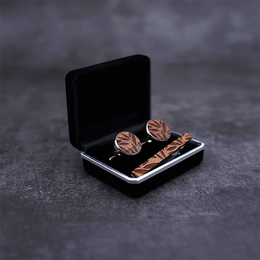 Trjgtas Legno Gemelli Cravatta Fermacravatta per Fermacravatta per Regalo da Uomo Modello in Legno Fermacravatte Gemelli Fermacravatta Set Gioielli da Uomo (Color : A, Size (A As The Picture Shows)