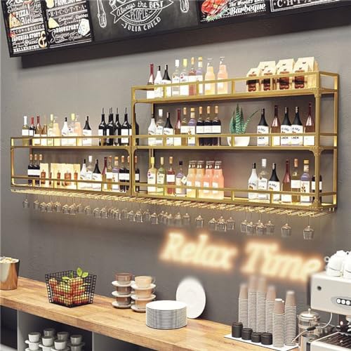 Support bouteille mural gain de place avec rack à verres