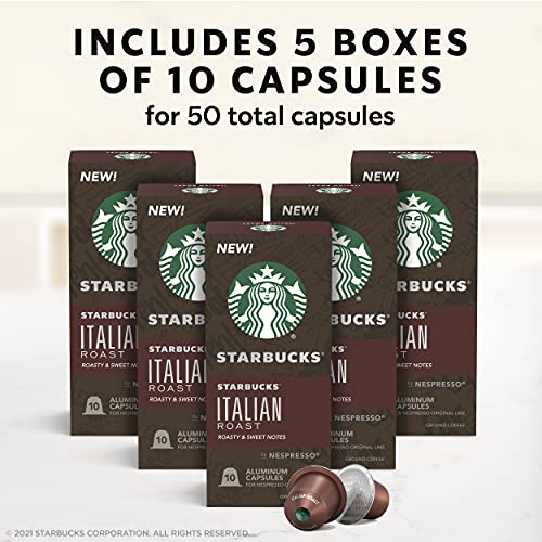 Image of Starbucks by Nespresso Original Line Dark Roast Italian Roast Coffee, 50-count Espresso Pods