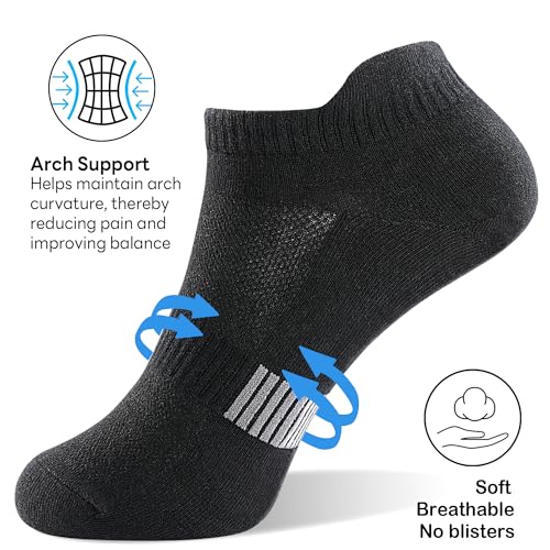 Image of 6 Pairs Ankle Socks for Women, Athletic Running Socks Cotton Low Cut Tennis Sports Tab Sock Size 6-11