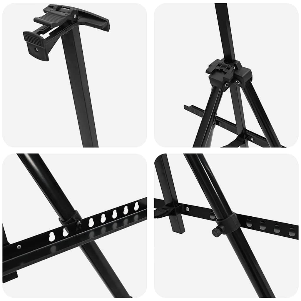 Staffelei Verstellbar Schwarz Metall mit Tragetasche, Höhe 51,5-165 cm, stabiler Stand, vielseitig für Präsentation, Workshop, Meeting, Flipchart, Whiteboard, Schreibtafel