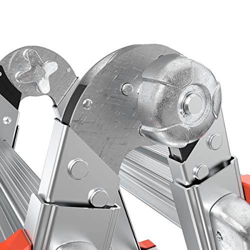 Little Giant Ladders, Revolution with Ratchet Levelers, M17, 17 ft, Multi-Position Ladder,Ratchet leg levelers, Aluminum, Type 1A, 300 lbs weight rating (12017-801)