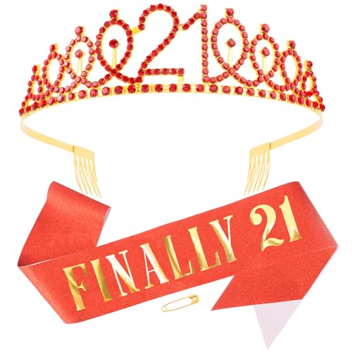 Corona de cumpleaños 21 y banda brillante para fiesta de mujeres