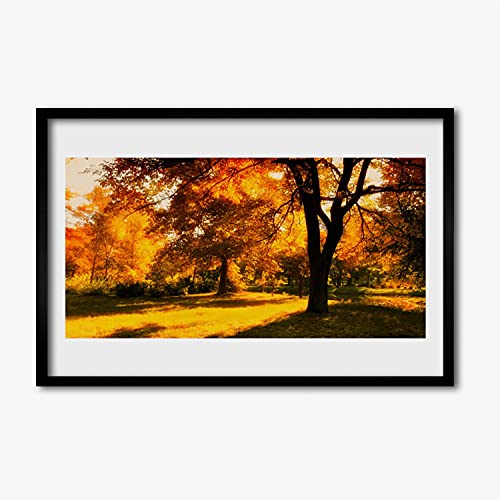 Affiche encadrée 60x40 cm de qualité premium Tulup motif forêt d'automne en MDF
