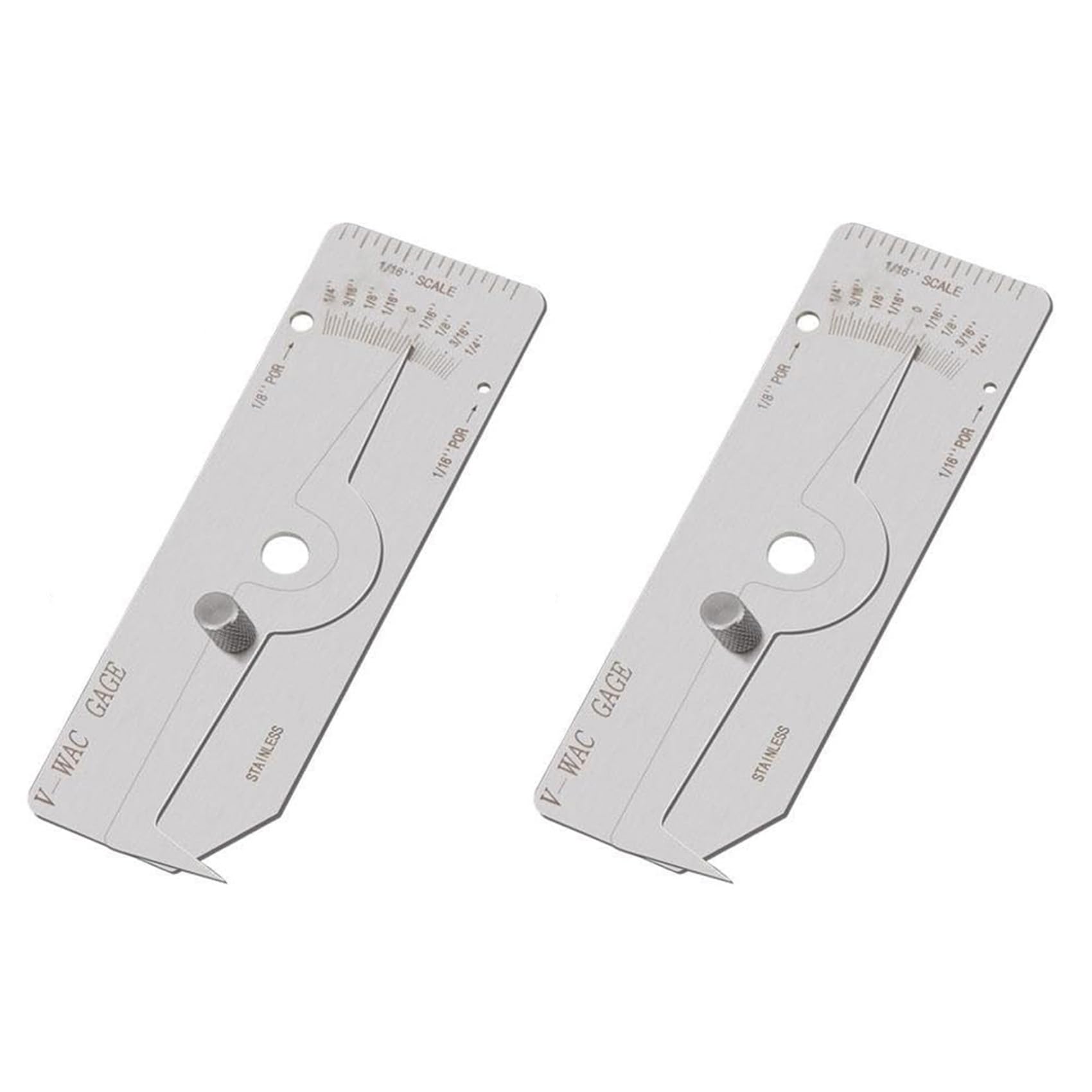 Jnchdghwa Silver 2X V- Single Weld Gage Welding Inspection Thread Gauge Inch Checks Undercut Crown Height Porosity Pits