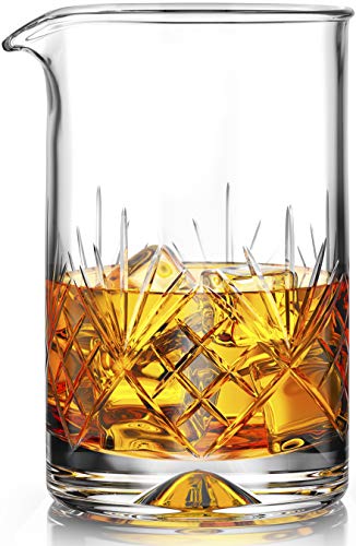MOFADO Crystal Cocktail Mixing Glass - 18oz 550ml - Thick Weighted Bottom