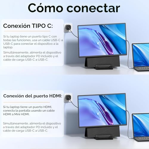 Monitor para portátil de 23.8" Full HD con soporte ajustable para mesa 6
