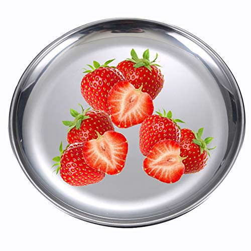 JMYDecor 5 Pieces Stainless Steel Round Plates,Portable Tableware Set for Outdoor Camping Hiking, Picnic, BBQ, Beach (10.2 Inch) - Image 2