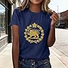 Iranian Flag T-Shirt Women's Crew Neck Iran Flag Print T-Shirt with Golden Lion Sun Vintage Short Sleeve Lion and Sun of Iran Flag Lion Top Map and Sun Persian T-Shirt, O Blue, XL #2