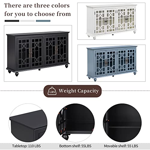 Merax Espresso Rustic Buffet Sideboard, Wood Storage Cabinet, Console Table With Adjustable Shelves, 3 Doors For Living Kitchen Dining Room, Type 1 #TOP6