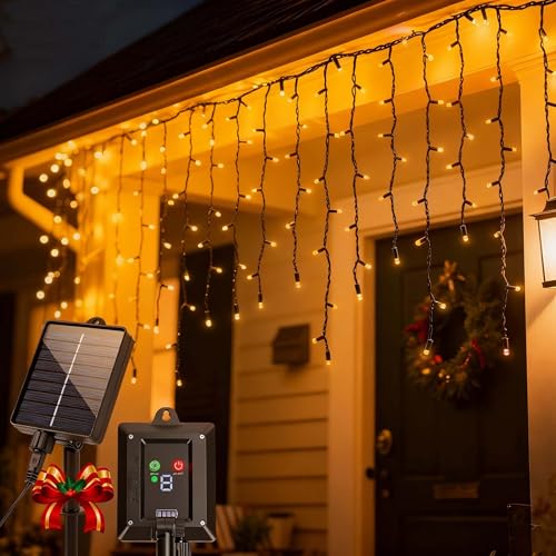 Aigostar Solar Eiszapfen Lichterkette Außen 3M+5M*0.6M 100 LED...